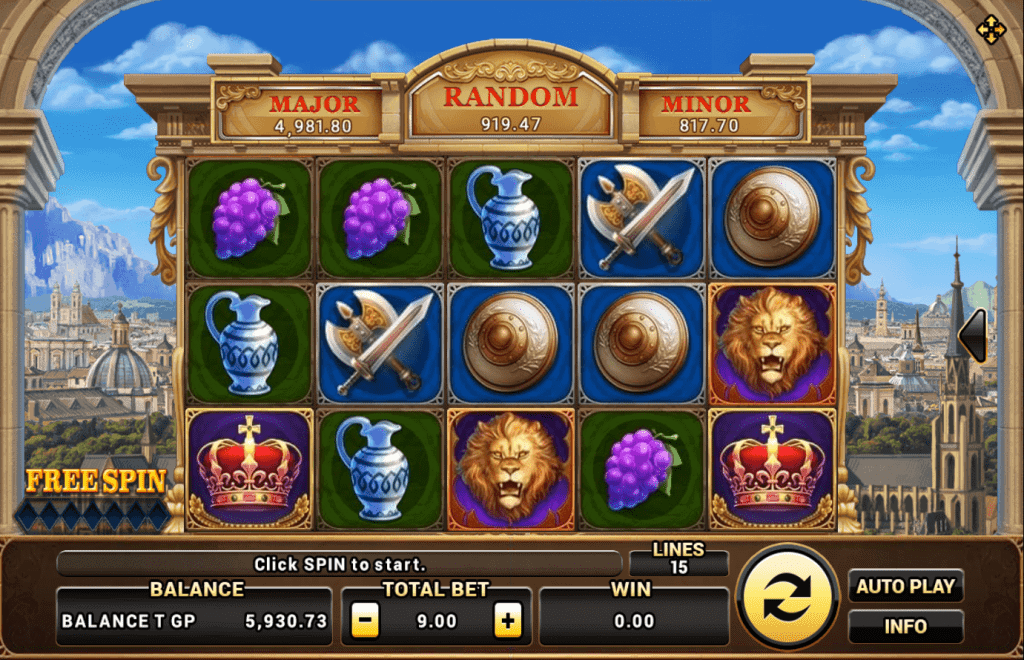 เมนูภายในเกม ROMA SLOT